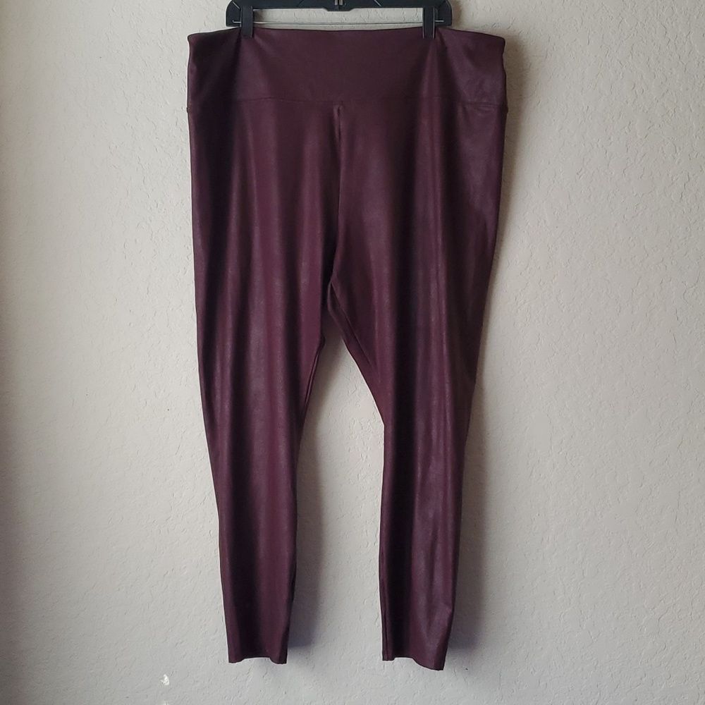Simply Vera Vera Wang Faux Leather Leggings 2X 3X Maroon High Rise Plus